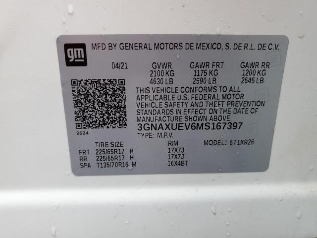 3GNAXUEV6MS167397 | 2021 CHEVROLET EQUINOX LT