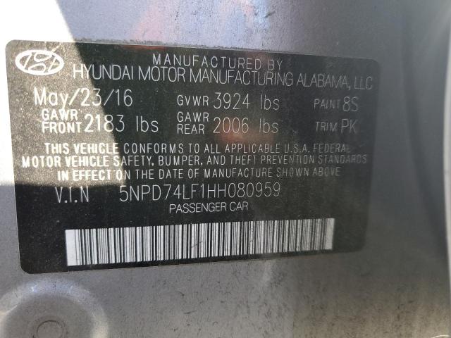 2017 HYUNDAI ELANTRA SE 5NPD74LF1HH080959