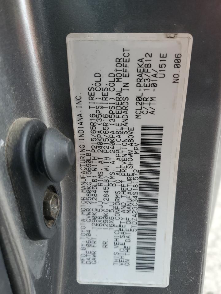 5TDZA23C34S181572 2004 Toyota Sienna Ce