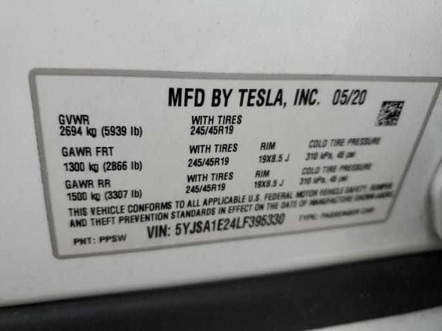 5YJSA1E24LF395330 | 2020 TESLA MODEL S