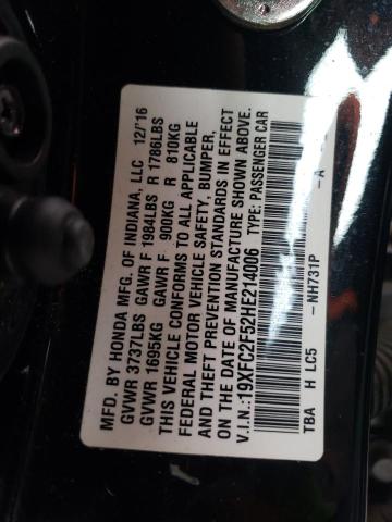 2017 HONDA CIVIC LX 19XFC2F52HE214006