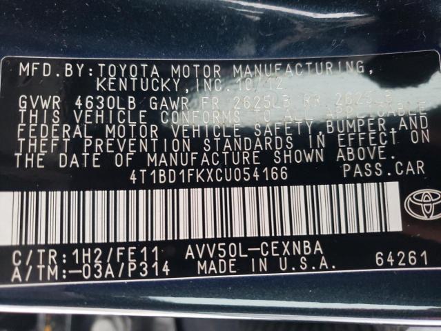 2012 TOYOTA CAMRY HYBR - 4T1BD1FKXCU054166
