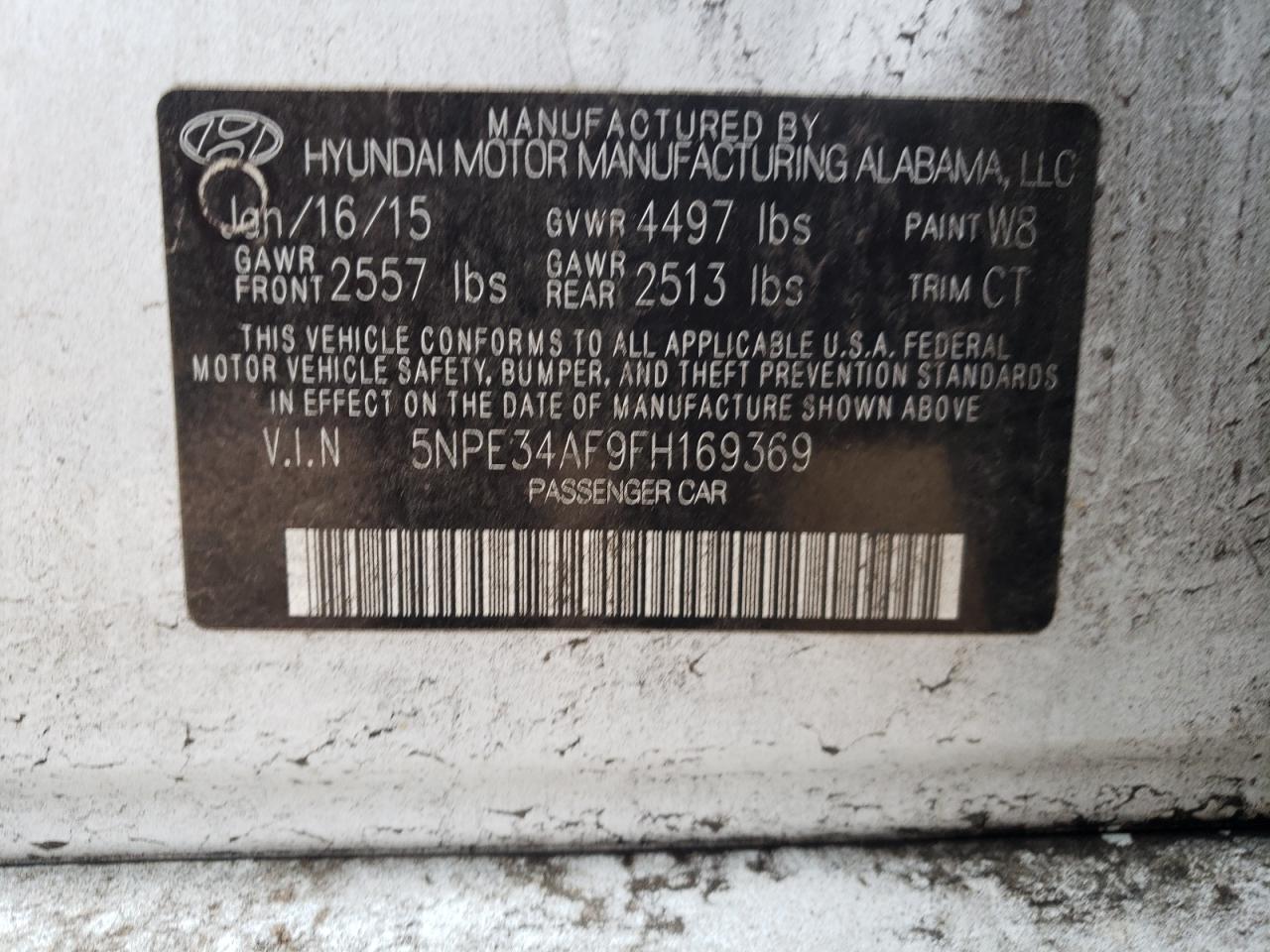 5NPE34AF9FH169369 2015 Hyundai Sonata Sport
