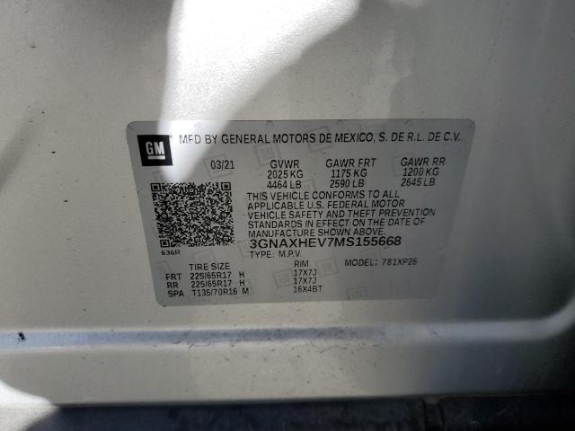 3GNAXHEV7MS155668 | 2021 CHEVROLET EQUINOX LS