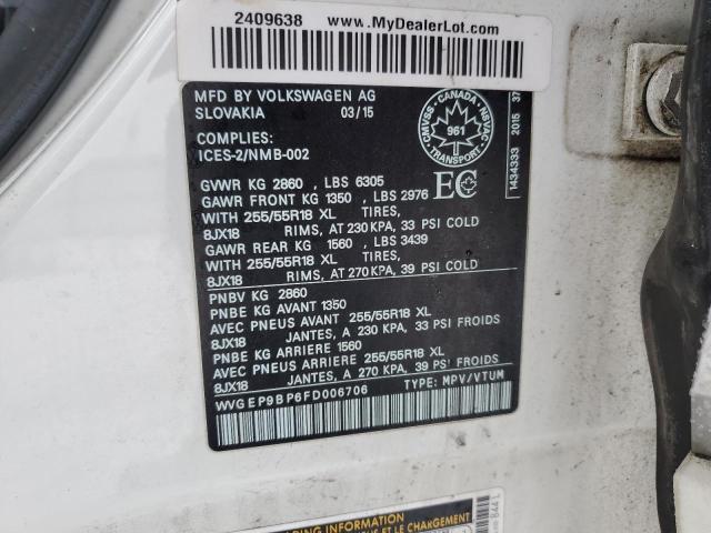 2015 VOLKSWAGEN TOUAREG V6 WVGEP9BP6FD006706