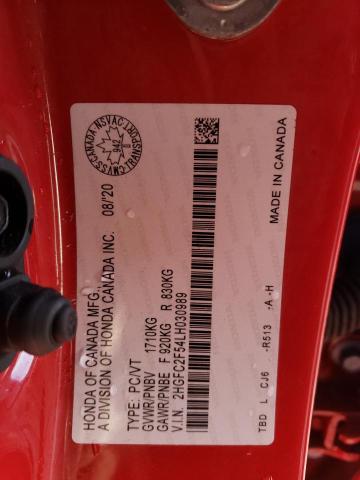 2020 HONDA CIVIC LX 2HGFC2F54LH030989