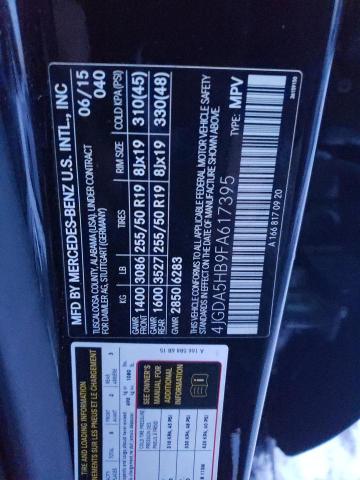 VIN 4JGDA5HB9FA617395 2015 Mercedes-Benz ML-Class, ... no.12