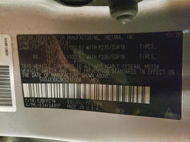 2019 TOYOTA SIENNA 5TDJZ3DC3KS217008