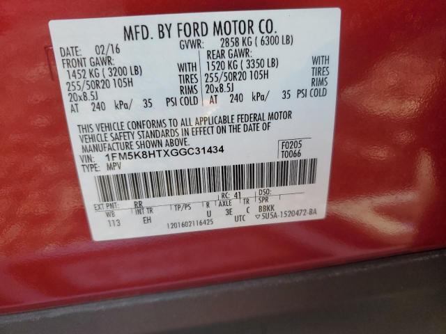 1FM5K8HTXGGC31434 | 2016 FORD EXPLORER P