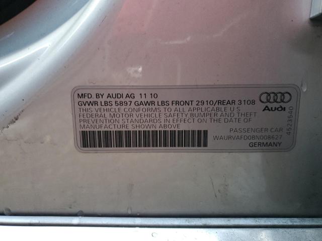 2011 Audi A8 L Quattro VIN: WAURVAFD0BN008627 Lot: 39588934