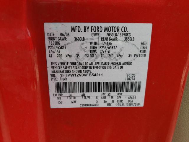 2006 Ford F150 Supercrew VIN: 1FTPW12V06FB54211 Lot: 40029144