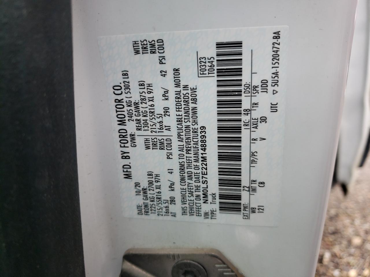 NM0LS7E22M1488939 2021 Ford Transit Connect Xl