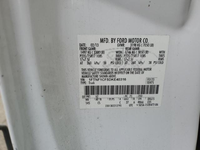 2013 Ford F150 VIN: 1FTNF1CF5DKE40316 Lot: 37861424