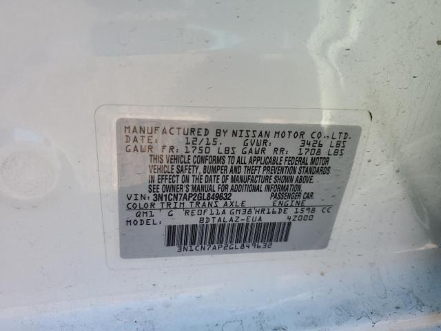 2016 Nissan Versa S VIN: 3N1CN7AP2GL849632 Lot: 38695984