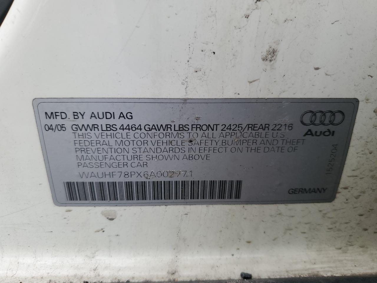 WAUHF78PX6A002771 2006 Audi A3 2