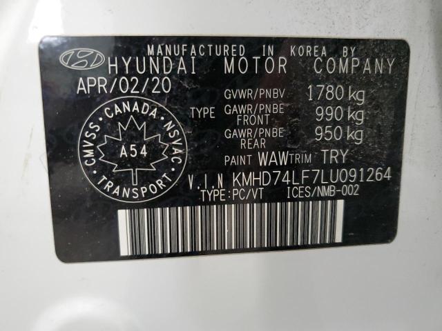 KMHD74LF7LU091264 | 2020 HYUNDAI ELANTRA SE