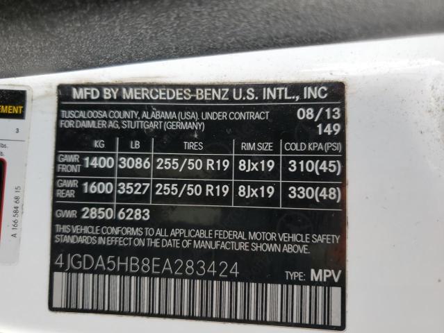 VIN 4JGDA5HB8EA283424 2014 Mercedes-Benz ML-Class, ... no.13