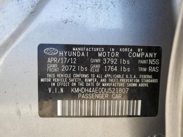 2013 Hyundai Elantra Gls VIN: KMHDH4AE0DU521807 Lot: 37274234