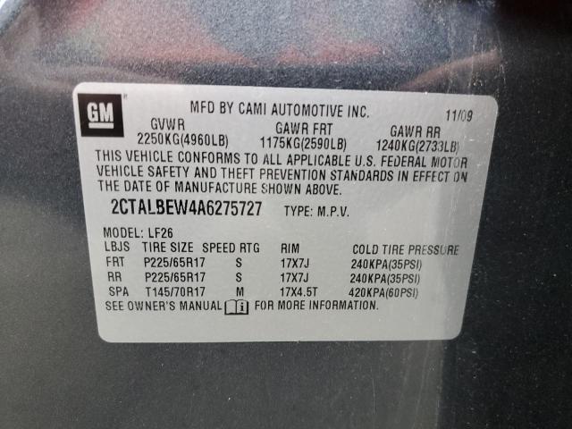 2CTALBEW4A6275727 | 2010 GM c terrain sle