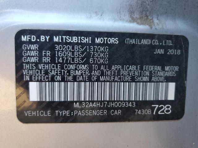 ML32A4HJ7JH009343 | 2018 MITSUBISHI MIRAGE SE