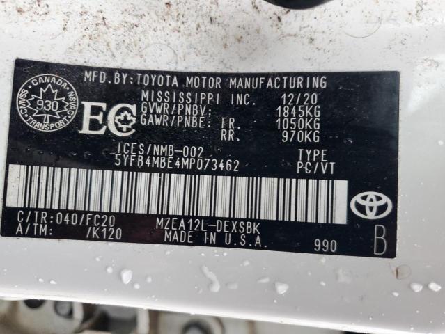 5YFB4MBE4MP073462 | 2021 TOYOTA COROLLA SE