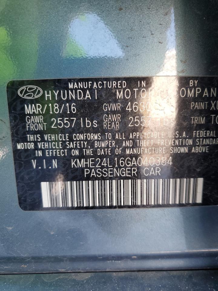 2016 Hyundai Sonata Hybrid vin: KMHE24L16GA040384