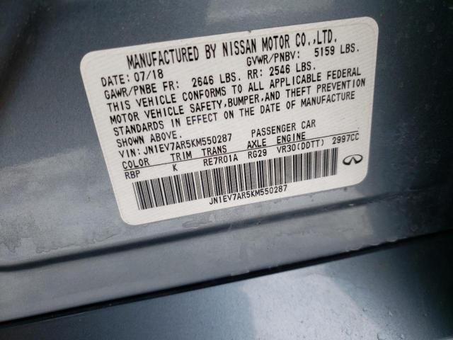 2019 Infiniti Q50 Luxe VIN: JN1EV7AR5KM550287 Lot: 40409124