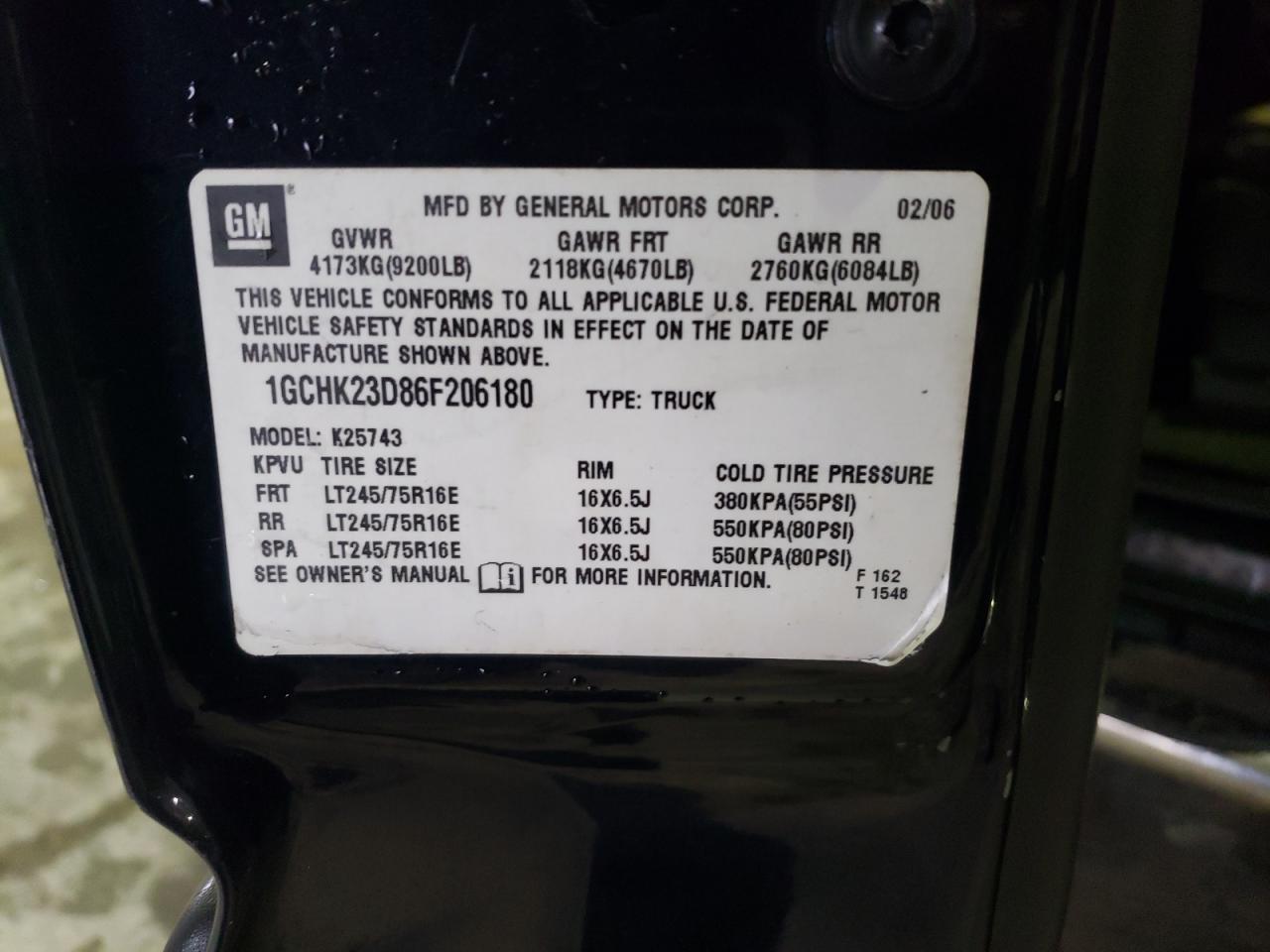 1GCHK23D86F206180 2006 Chevrolet Silverado K2500 Heavy Duty