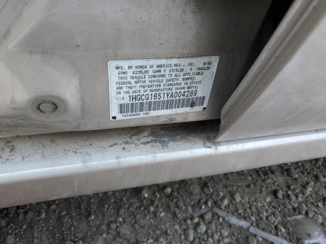 1HGCG1651YA004289 | 2000 Honda accord ex