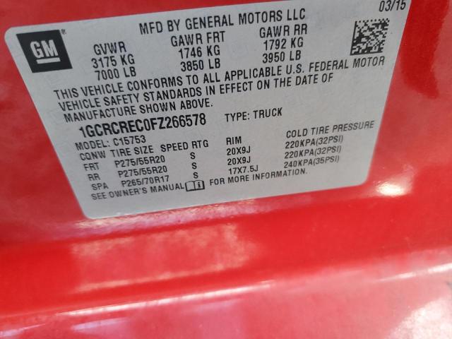 2015 CHEVROLET 1500 1GCRCREC0FZ266578