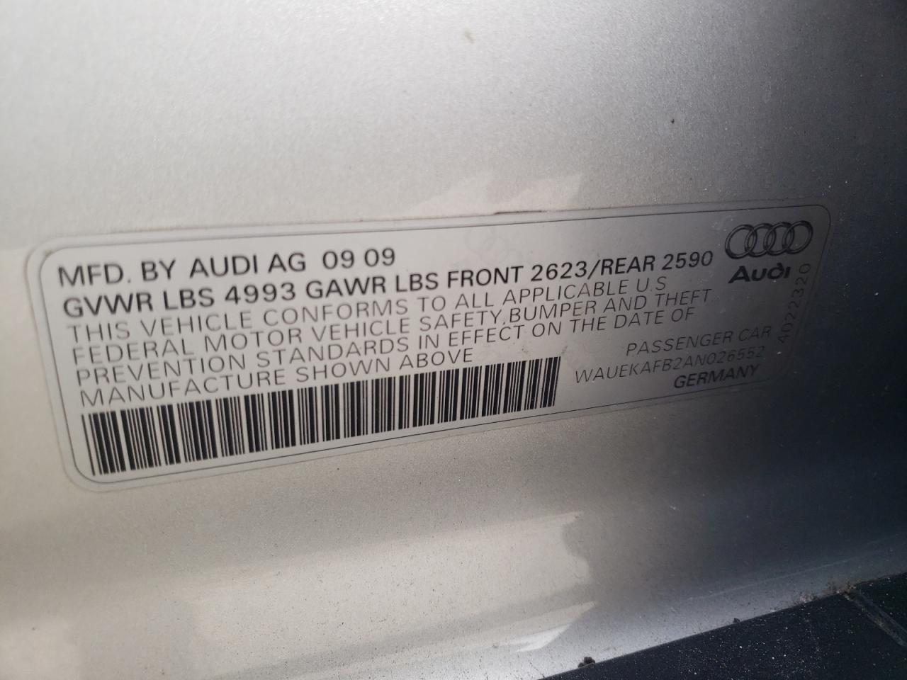 WAUEKAFB2AN026552 2010 Audi A6 Premium Plus