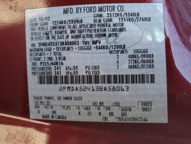 2FMDA52413BA58063 2003 Ford Windstar Se