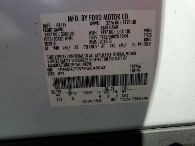2015 FORD EXPLORER X - 1FM5K7D87FGC45043