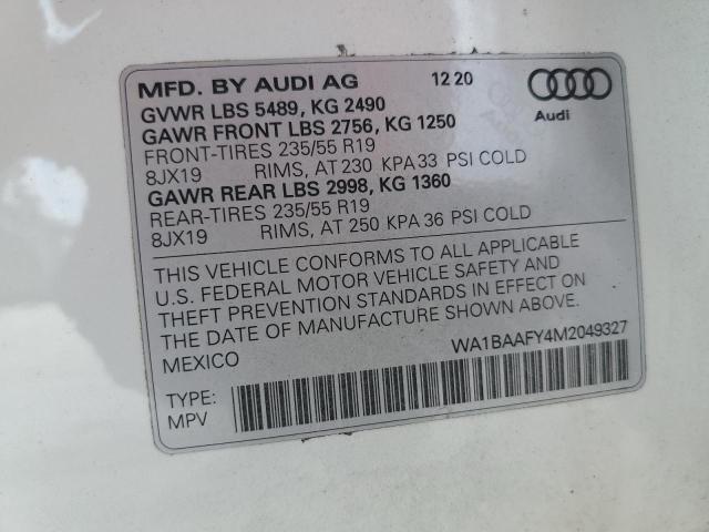 WA1BAAFY4M2049327 | 2021 AUDI Q5 PREMIUM