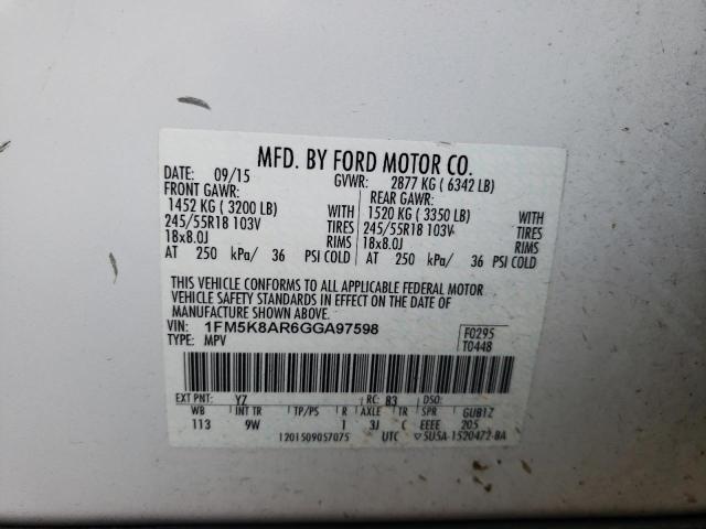 1FM5K8AR6GGA97598 | 2016 FORD EXPLORER P