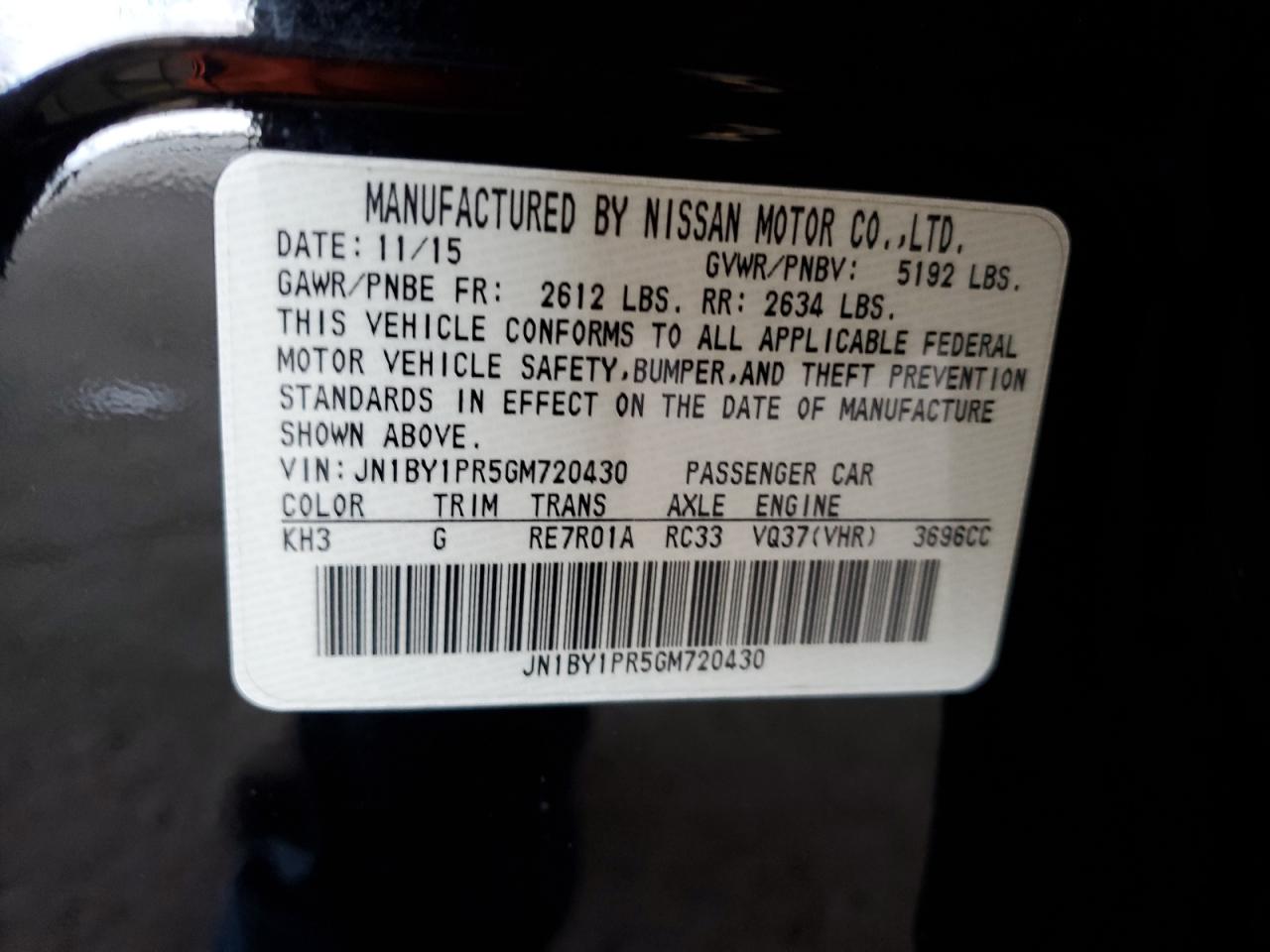 jn1by1pr5gm720430 JN1BY1PR5GM720430 2016 Infiniti Q70L 3.7