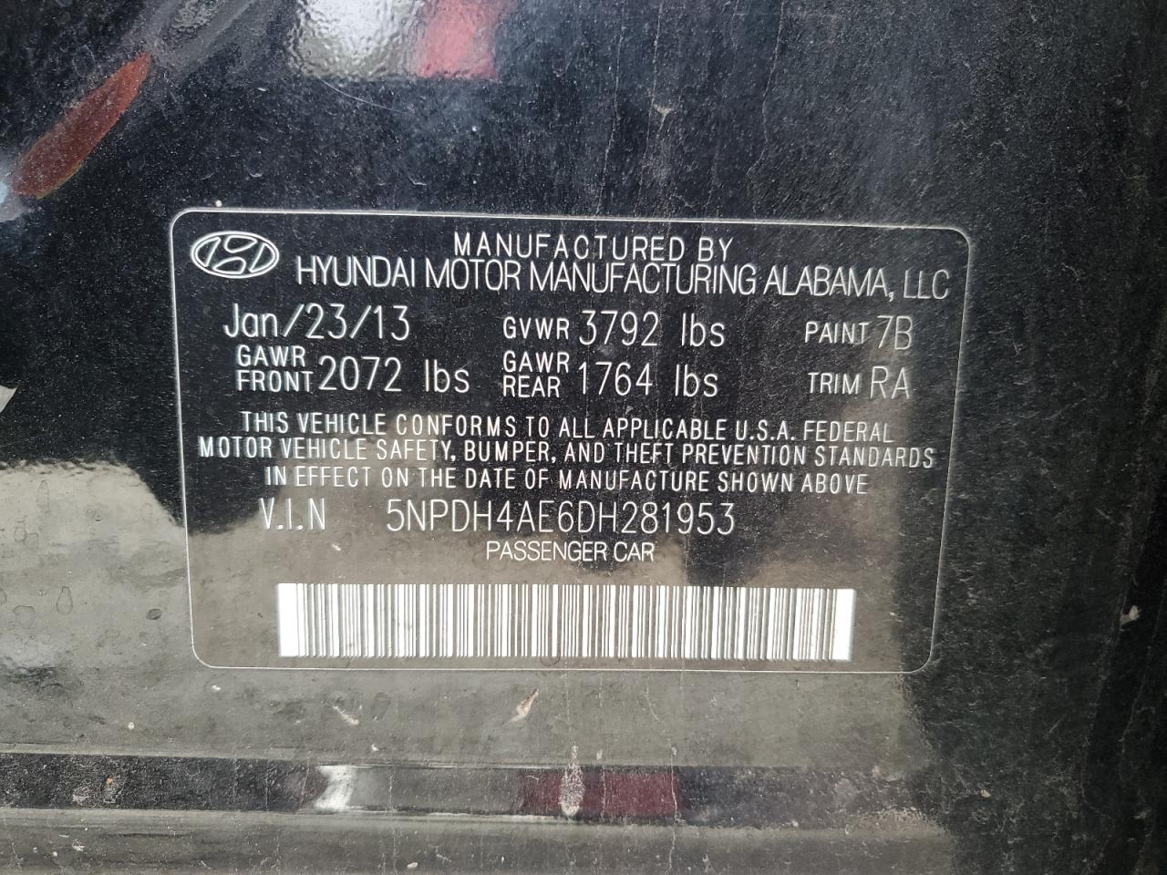 5NPDH4AE6DH281953 2013 Hyundai Elantra Gls