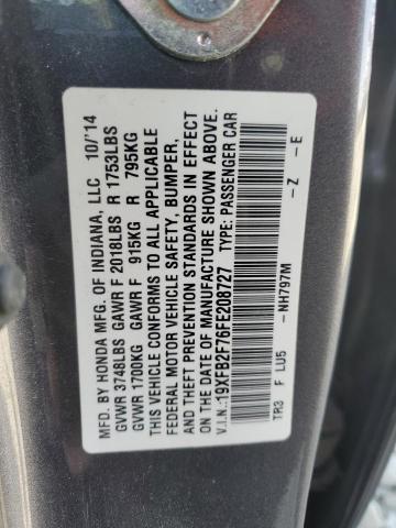 19XFB2F76FE208727 | 2015 HONDA CIVIC SE