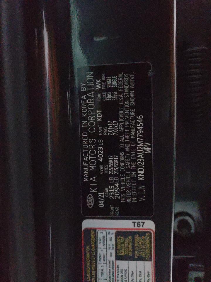 KNDJ23AU2M7794546 2021 Kia Soul Lx