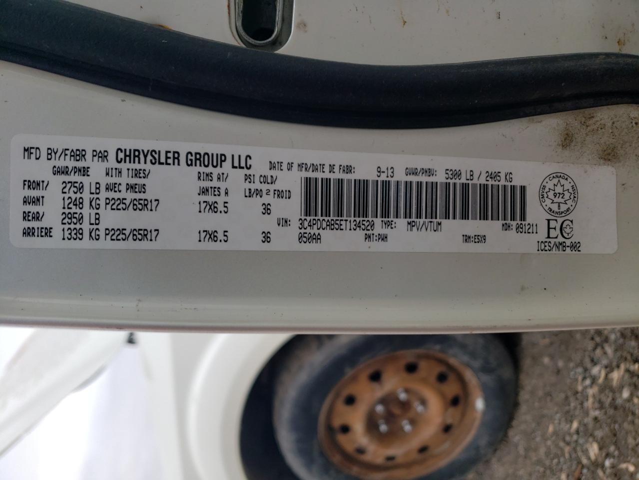 3C4PDCAB5ET134520 2014 Dodge Journey Se