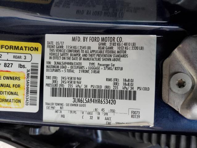 2017 LINCOLN MKZ PREMIE 3LN6L5A94HR653420