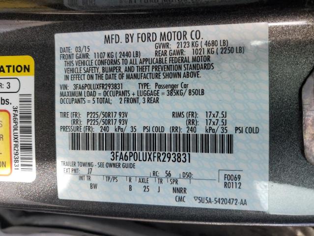 3FA6P0LUXFR293831 | 2015 FORD FUSION SE