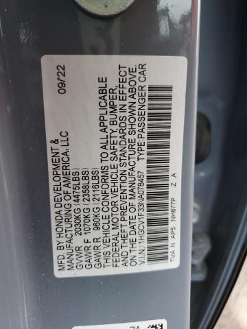 1HGCV1F33NA078457 | 2022 HONDA ACCORD SPO