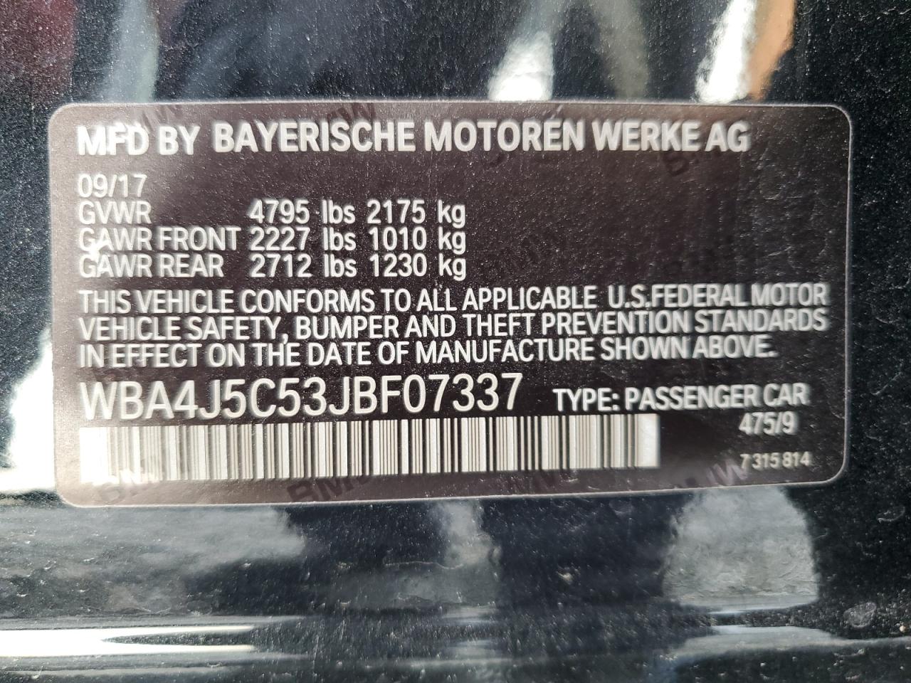 WBA4J5C53JBF07337 2018 BMW 440I Gran Coupe