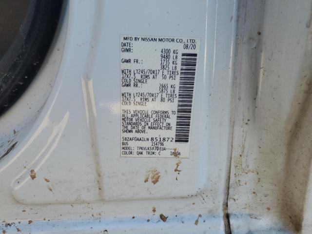 2020 NISSAN NV 3500 - 5BZAF0AA1LN851872