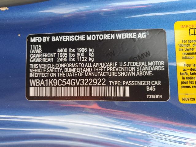 VIN WBA1K9C54GV322922 2016 BMW 2 Series, 228 I Sulev no.12