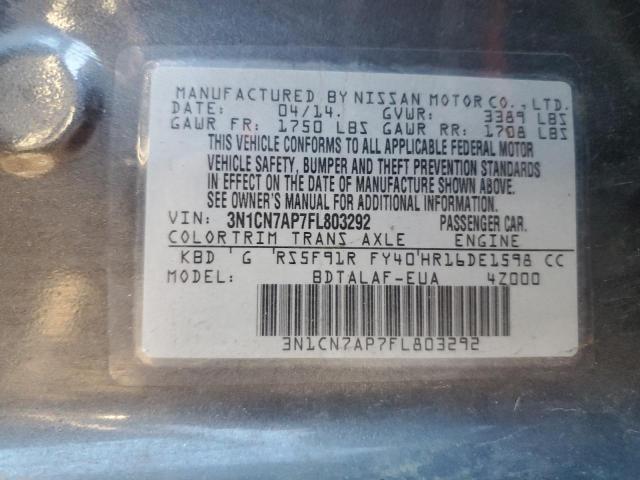 Image 12 of 2015 Nissan Versa salvage vehicle - Lot #40716454 at Copart