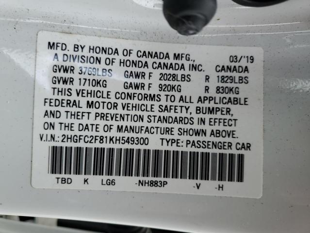 2019 HONDA CIVIC SPOR - 2HGFC2F81KH549300