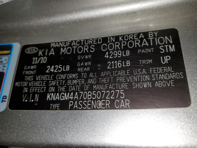 2011 Kia Optima Lx VIN: KNAGM4A70B5072275 Lot: 37443474