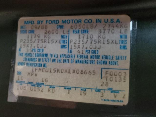 1989 Ford Bronco U100 VIN: 1FMEU15N0KLA08665 Lot: 37970284